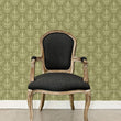 Load image into Gallery viewer, Antique Victorian green damask peel and stick wallpaper
