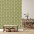 Load image into Gallery viewer, Antique Victorian green damask peel and stick wallpaper
