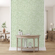 Load image into Gallery viewer, Green botanical leaves cottage farmhouse textured fabric peel and stick wallpaper

