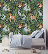 Load image into Gallery viewer, Woodland animals deer and rabbit forest kids fabric peel and stick wallpaper
