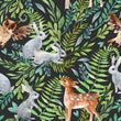 Load image into Gallery viewer, Woodland animals deer and rabbit forest kids fabric peel and stick wallpaper

