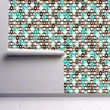 Load image into Gallery viewer, Retro vintage Mid-century modern blue and brown peel and stick wallpaper
