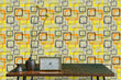 Load image into Gallery viewer, Antique retro vintage yellow Mid-century-modern geometric peel and stick wallpaper
