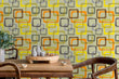 Load image into Gallery viewer, Antique retro vintage yellow Mid-century-modern geometric peel and stick wallpaper
