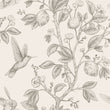 Load image into Gallery viewer, Antique floral botanical bird grey peel and stick wallpaper
