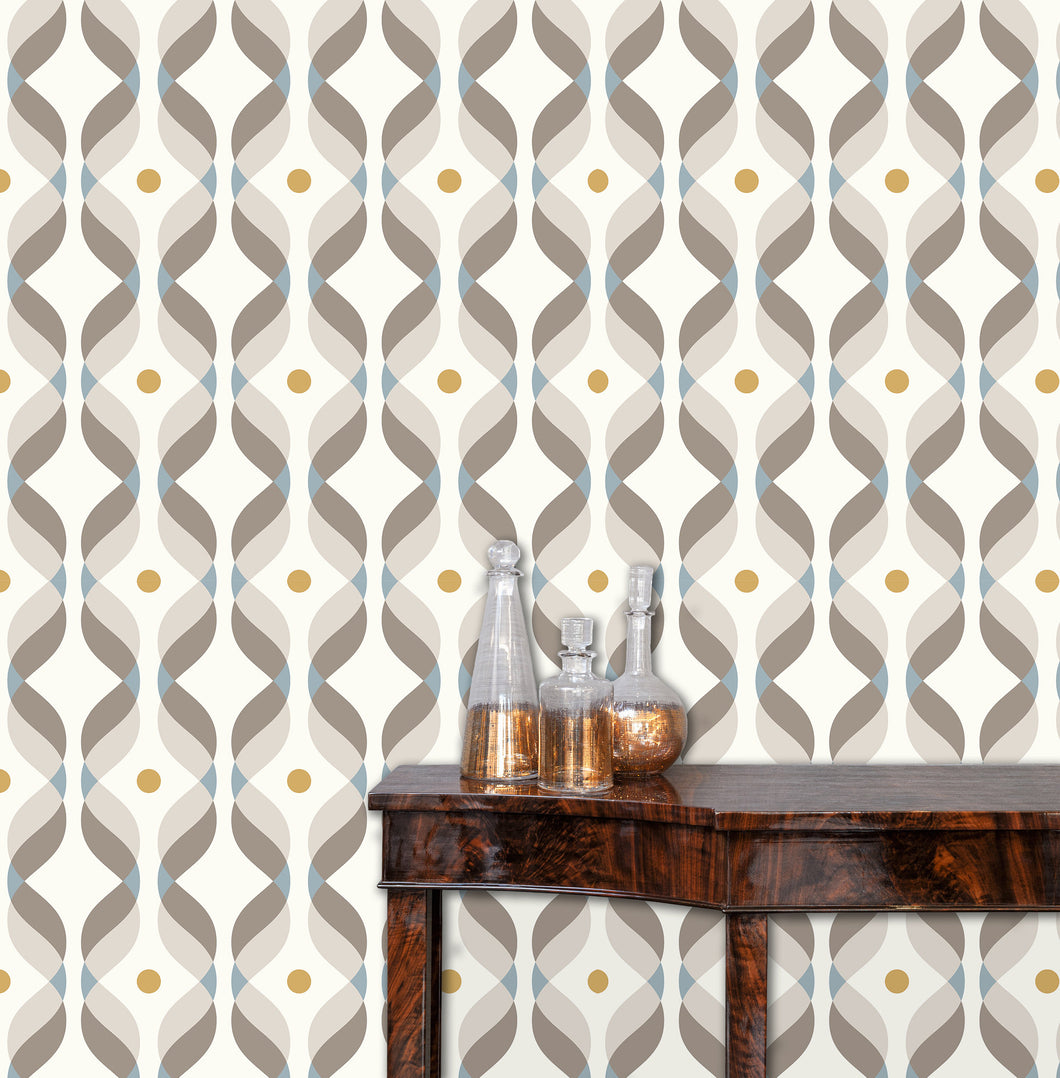 Retro Wallpaper, Mid Century Wallpaper, Geometric Wallpaper, Peel and Stick Wallpaper, Vintage Wallpaper, Fabric Wallpaper