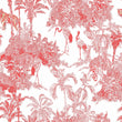 Load image into Gallery viewer, Pink Victorian toile Chinoiserie jungle peel and stick wallpaper
