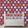 Load image into Gallery viewer, Vintage Mid-century modern blue and orange floral peel and stick wallpaper

