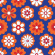 Load image into Gallery viewer, Vintage Mid-century modern blue and orange floral peel and stick wallpaper
