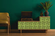 Load image into Gallery viewer, Mid-century modern retro vintage green geometric peel and stick wallpaper
