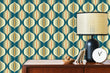 Load image into Gallery viewer, Mid-century modern vintage retro blue geometric peel and stick wallpaper
