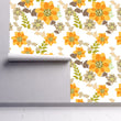 Load image into Gallery viewer, Antique vintage yellow floral botanical peel and stick wallpaper
