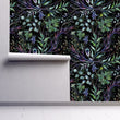 Load image into Gallery viewer, Watercolor black botanical peel and stick wallpaper
