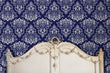 Load image into Gallery viewer, Victorian antique blue damask peel and stick wallpaper
