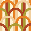 Load image into Gallery viewer, Retro vintage Mid-century Modern geometric orange and green peel and stick wallpaper
