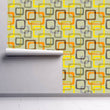 Load image into Gallery viewer, Antique retro vintage yellow Mid-century-modern geometric peel and stick wallpaper
