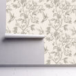 Load image into Gallery viewer, Antique floral botanical bird grey peel and stick wallpaper
