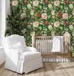 Load image into Gallery viewer, Antique Victorian botanical floral green peel and stick wallpaper
