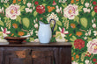 Load image into Gallery viewer, Antique Victorian botanical floral green peel and stick wallpaper
