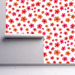 Load image into Gallery viewer, Pink and orange floral girl room peel and stick wallpaper
