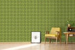 Load image into Gallery viewer, Mid-century modern retro vintage green geometric peel and stick wallpaper
