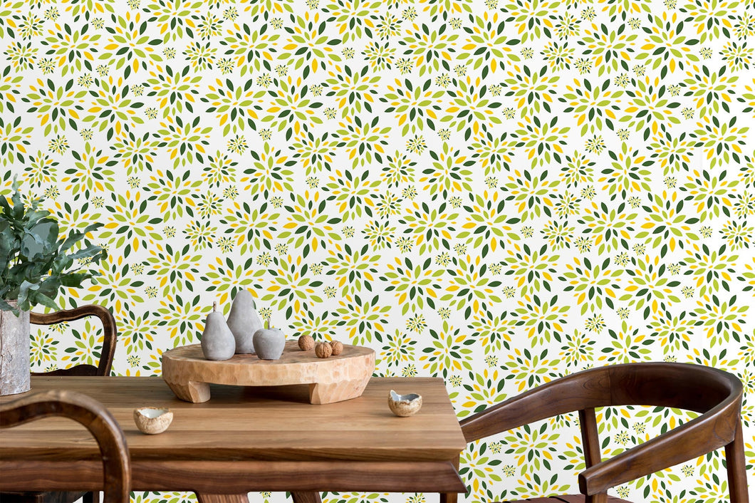 Yellow vintage floral peel and stick wallpaper