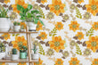 Load image into Gallery viewer, Antique vintage yellow floral botanical peel and stick wallpaper
