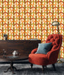 Load image into Gallery viewer, Retro vintage Mid-century Modern geometric orange and green peel and stick wallpaper
