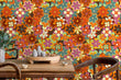 Load image into Gallery viewer, Vintage retro floral fabric peel and stick wallpaper
