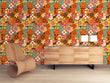 Load image into Gallery viewer, Vintage retro floral fabric peel and stick wallpaper

