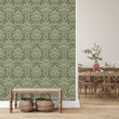 Load image into Gallery viewer, Victorian grey damask fabric peel and stick wallpaper
