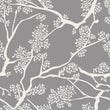 Load image into Gallery viewer, Grey botanical Asian chinoiserie fabric peel and stick wallpaper
