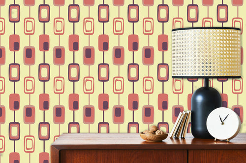 Mid century modern retro geometric fabric peel and stick wallpaper