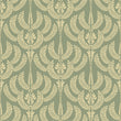 Load image into Gallery viewer, Victorian antique green damask fabric peel and stick wallpaper

