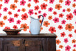 Load image into Gallery viewer, Pink and orange floral girl room peel and stick wallpaper
