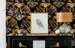 Load image into Gallery viewer, Victorian baroque black and gold fabric peel and stick wallpaper
