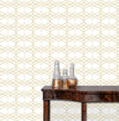 Load image into Gallery viewer, Art Deco geometric gold fabric peel and stick wallpaper
