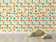Load image into Gallery viewer, Retro vintage blue and red fabric peel and stick wallpaper
