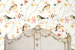 Load image into Gallery viewer, Farmhouse cottage birds in garden botanical fabric peel and stick wallpaper
