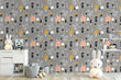 Load image into Gallery viewer, Grey woodland animals fabric peel and stick wallpaper
