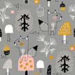Load image into Gallery viewer, Grey woodland animals fabric peel and stick wallpaper
