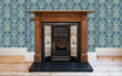 Load image into Gallery viewer, Victorian blue damask fabric peel and stick wallpaper
