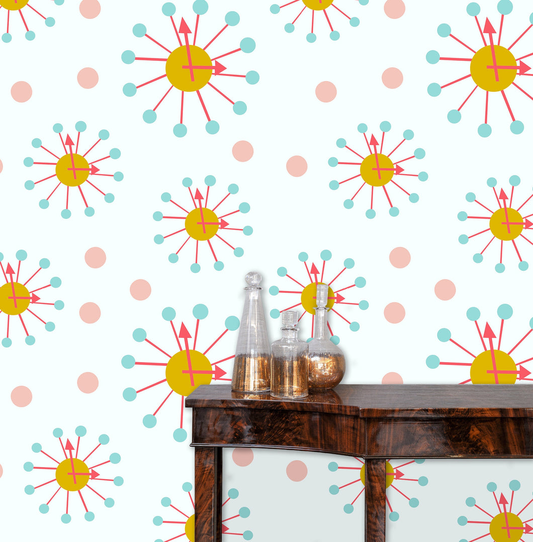 Mid century modern retro fabric peel and stick wallpaper