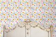 Load image into Gallery viewer, Blue and yellow vintage floral fabric peel and stick wallpaper
