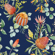Load image into Gallery viewer, Blue Chinoiserie botanical fabric peel and stick wallpaper
