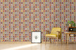 Load image into Gallery viewer, Vintage retro geometric Mid century fabric peel and stick wallpaper
