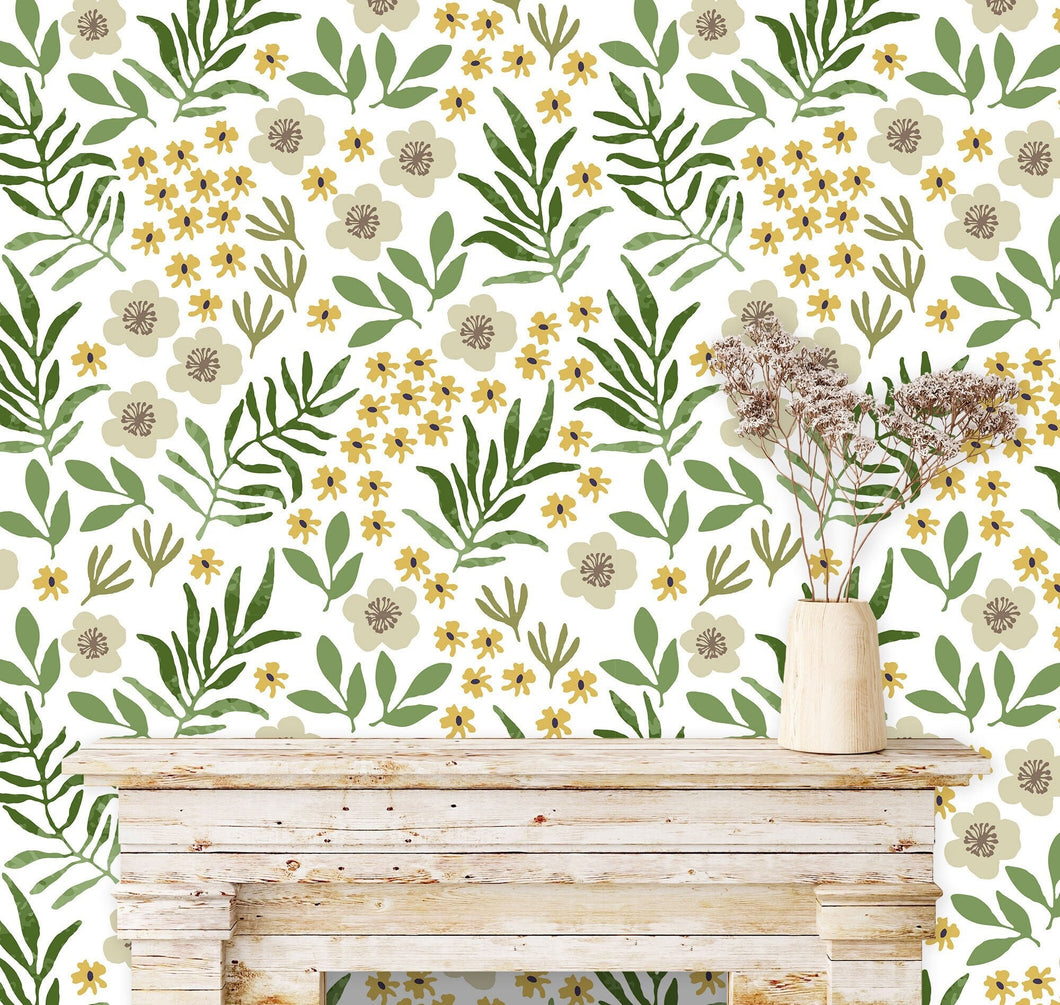 Botanical Wallpaper, Garden Wallpaper, Victorian Floral Wallpaper, Peel and Stick Wallpaper, Girl Room Wallpaper, Fabric Wallpaper