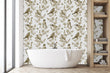 Load image into Gallery viewer, Brown Chinoiserie bird garden fabric peel and stick wallpaper

