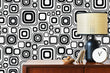 Load image into Gallery viewer, Retro Mid-century modern black and white geometric peel and stick wallpaper
