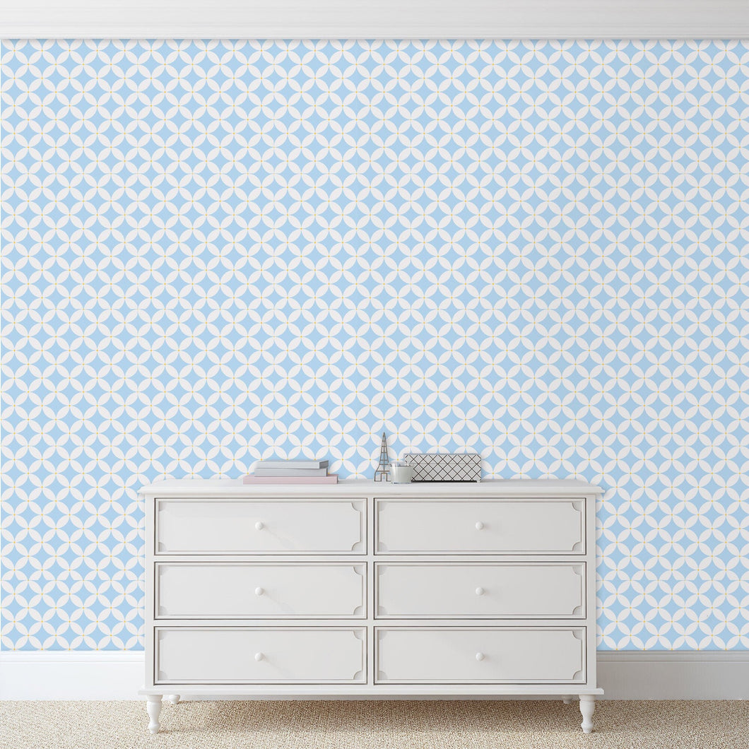 Retro Wallpaper, Geometric Wallpaper, Vintage Wallpaper, Peel and Stick Wallpaper, Girl Nursery Wallpaper, Fabric Wallpaper